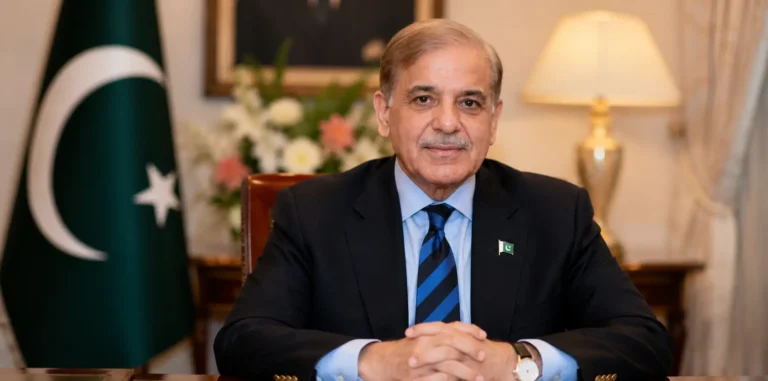 Prime Minister Shehbaz Sharif during an official meeting in Islamabad