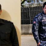 Portraits of two Pakistani customs officials martyred in an armed ambush near Kohat.