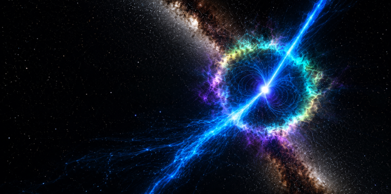 Visualization of a lighthouse pulsar and its powerful magnetic fields captured by NASA.