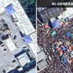 Screenshots showing how a user on X generated fake imagery of refugees at the Mexican border