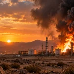 Saudi oil facility engulfed in flames and smoke during Houthi attacks